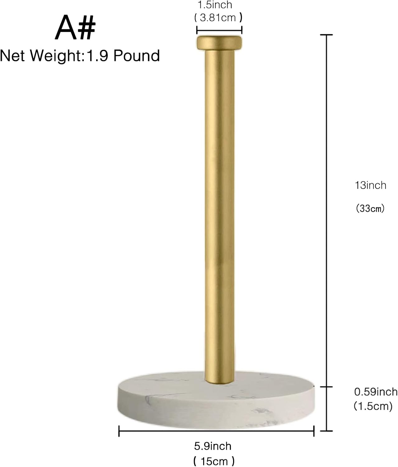 Paper Towel Holder Countertop, Standing Paper Towel Roll Holder for Kitchen Bathroom, with Weighted Marble Base for
