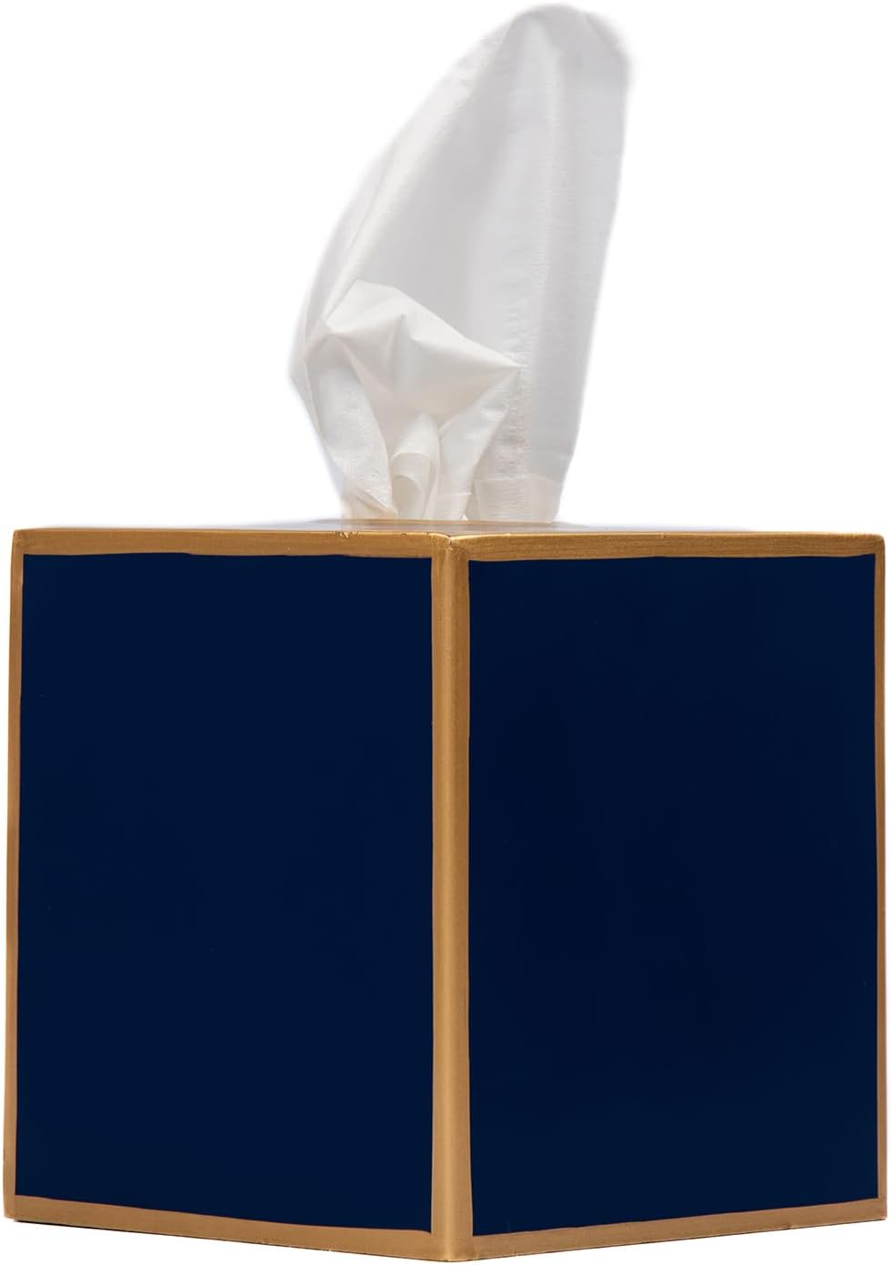 Tissue Box Cover Gold Tissue Holder / Indigo Blue