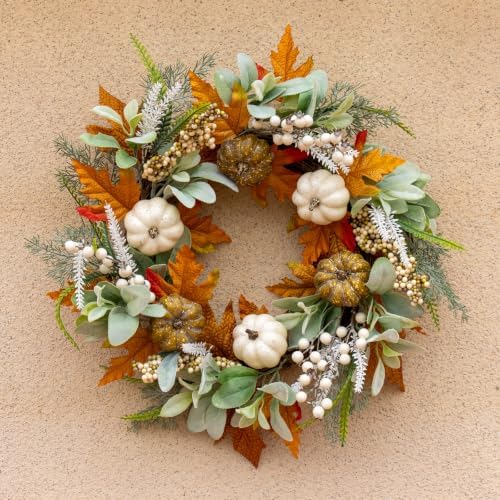 22 Inch Fall Wreaths for Front Door Fall Door Wreaths Pumpkin Autumn Wreath