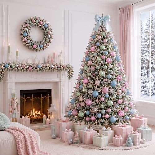 Lunmon 64 Pcs Pastel Christmas Ball Ornament 1.57/1.97/2.36 Inch Xmas Bulbs