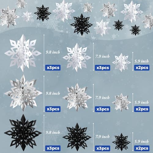 24PCS Hanging Snowflake Decorations Winter Wonderland Party Supplies