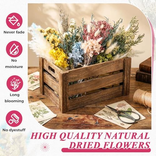 Layhit 4 Pack Large Size Boho Dried Flowers 15-17 Inch, Hydrangea
