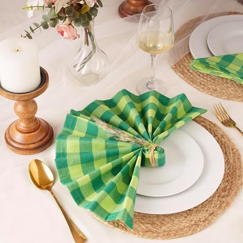 Blue Needles Gingham Buffalo Plaid Cloth Napkins Cotton Set of 12-18"x18"