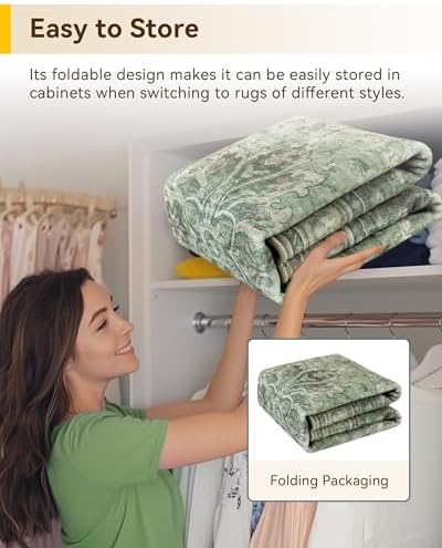 RELEANY Washable Area Rug, Runner 2'6"x12', Green/Dark Green/Gray