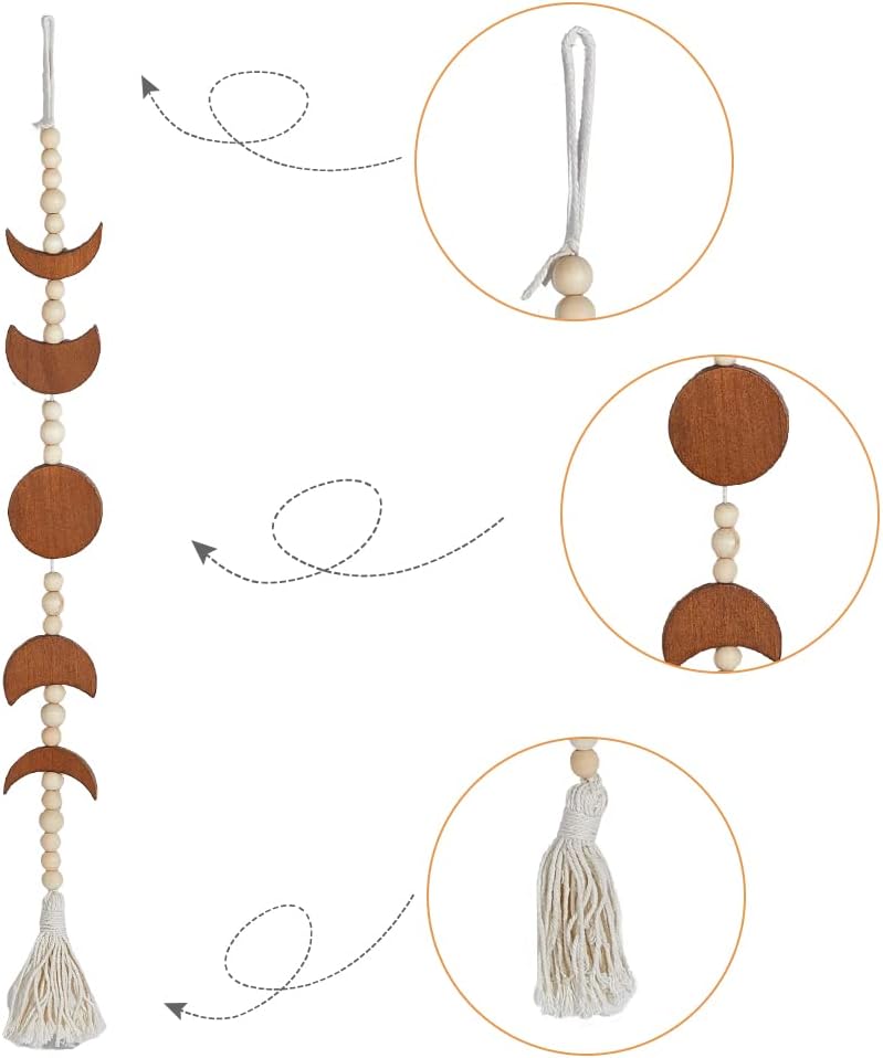 Beaded Moon Phase Decorative Hanging Ornaments Wall Hanging Pendant Bohemian Ethnic Style / Camel
