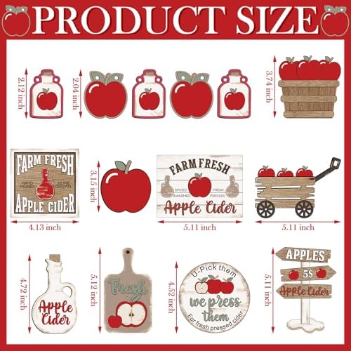 FairySandy 19 Pcs Apple Orchard Fall Tiered Tray Decor Set