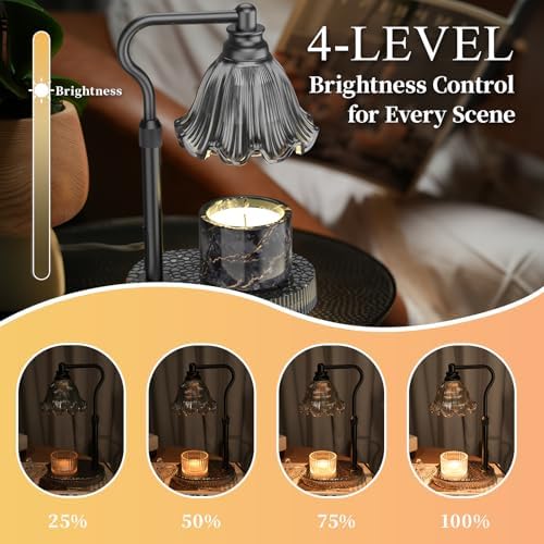 Flower Candle Warmer Lamp with Timer & 4-Level Dimmer, Adjustable Height