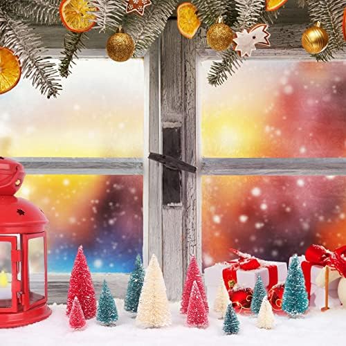 30 Pcs Bottle Brush Trees Christmas Decorations Indoor, Red Blue Yellow Miniature Christmas Tree, Mini Christmas Tree with 4Sizes for Christmas Decor