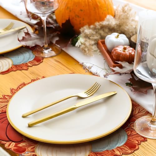 HunnmingRe 6 Pcs Fall Pumpkin Placemat, Velvet Thanksgiving Table Placemat