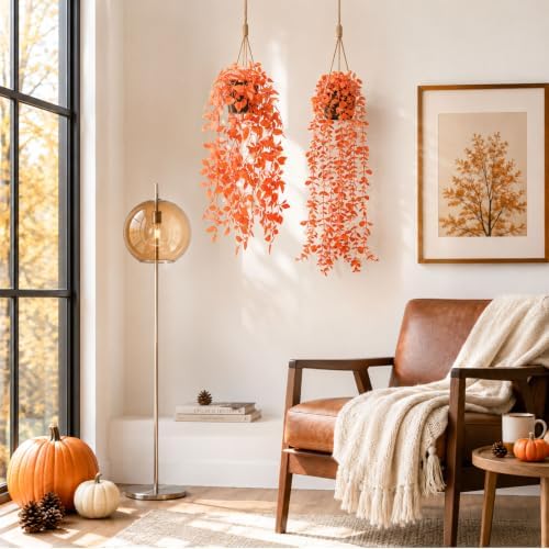 Der Rose 2Pcs Fake Fall Hanging Plants for Home Bathroom Wall Outdoor