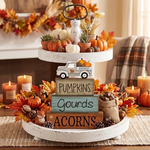 Lineshading 4 Pcs Fall Table Decoration for Home Rutic Fall Truck Decor