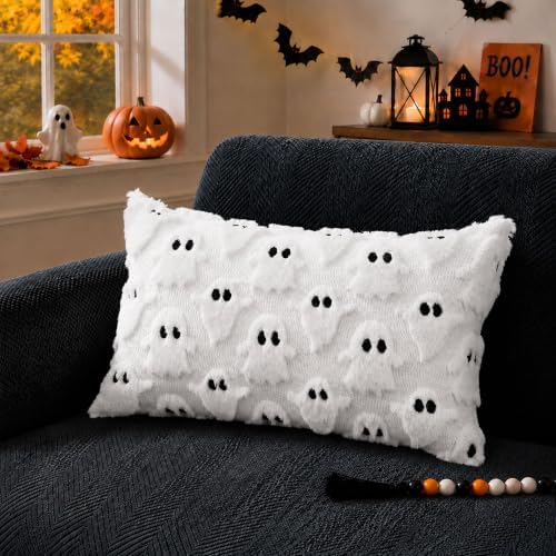 DFXSZ Halloween Pillow Covers 12x20 White Ghost Plush Halloween Decor095A12