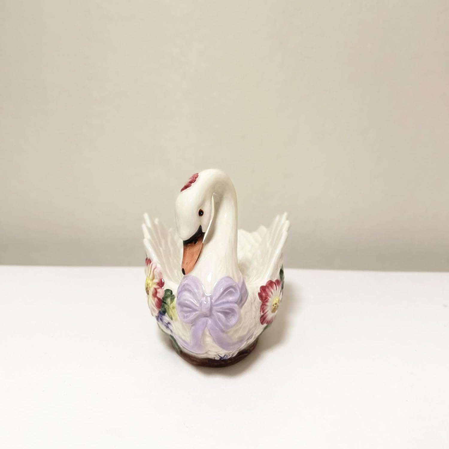 Ceramic Swan and Flowers Soap Dish
