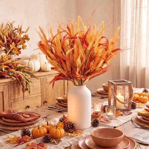 Suncalla 20 Pcs 23.6" Fall Artificial Wheat Stems