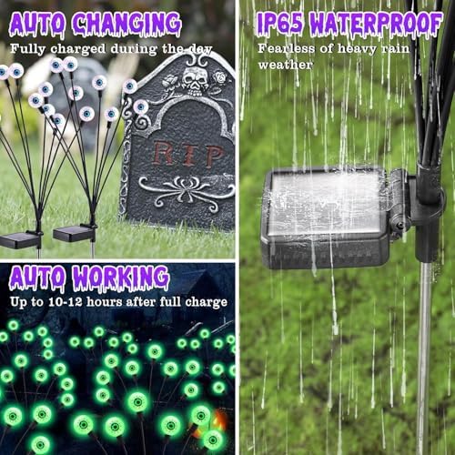 ASMAD Halloween Decorations Outdoor Solar Scary Eyeball Lights,8Pack 64LEDs