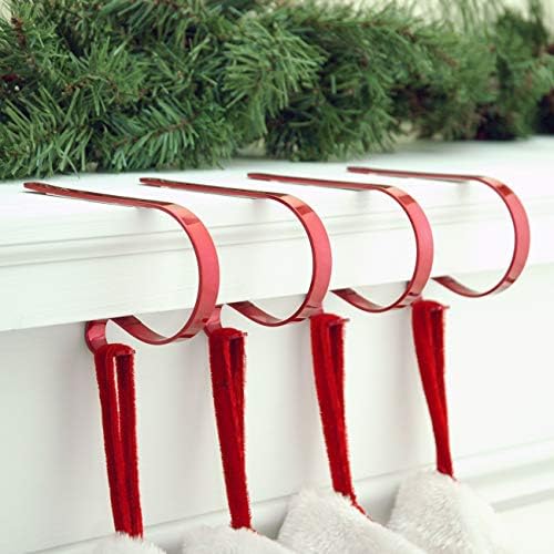 Haute Decor The Original MantleClip® Stocking Holder 4 Pack - Hang Christmas Stockings Safely and Securely from Mantels Up to 3 Inches Thick
