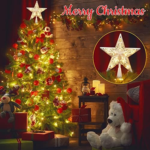 BrizLabs Lighted Christmas Star Tree Topper, 8”with 10 Lights