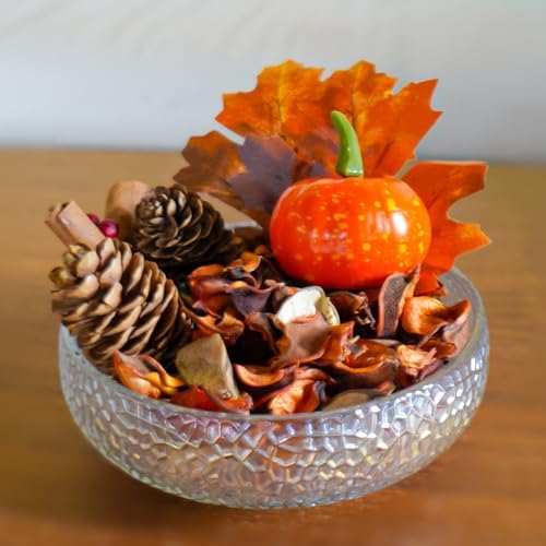 Fall Potpourri Bag with Pumpkin,Cinnamon Scented Dried Flowers,8.4 oz