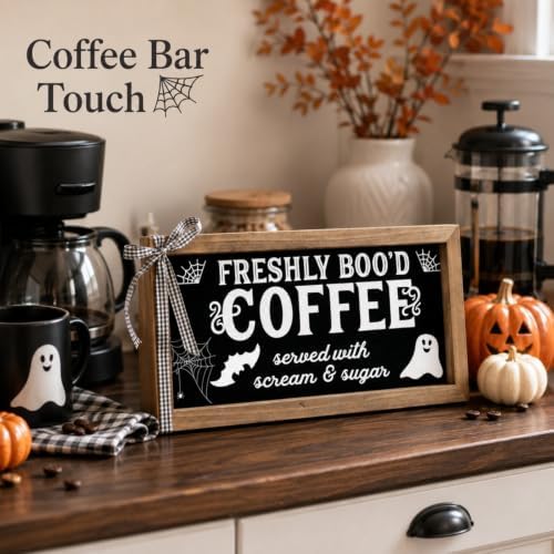 Halloween Coffee Bar Decor Freshly Booed Coffee Sign Wall Table
