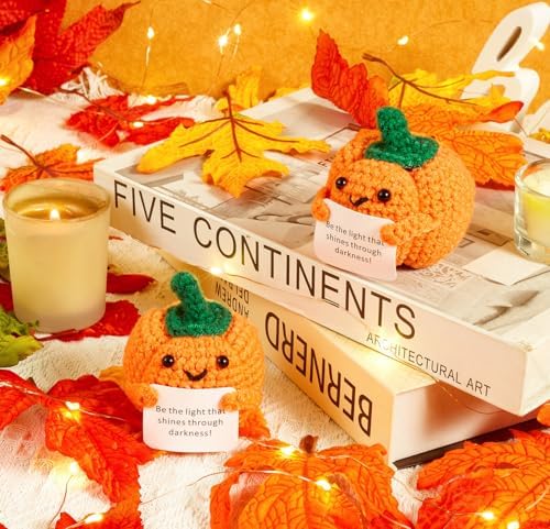 Pumpkin Decor Crochet Mini Pumpkins Gifts Cute Thanksgiving Basket Stuff
