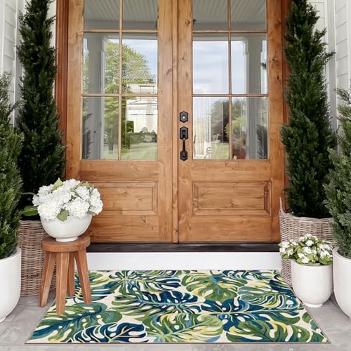 Boho Outdoor Rug - 28" x 43" Front Door Mat Indoor Outside Entrance