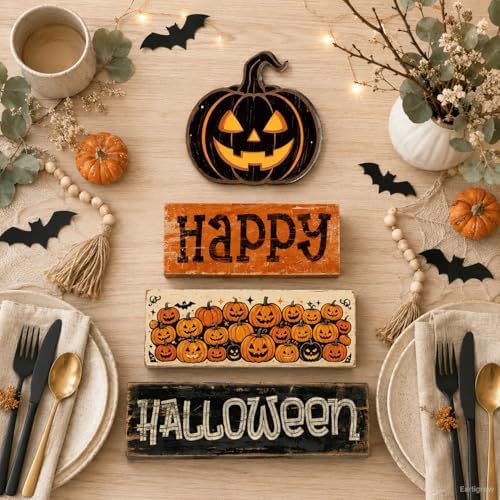 Halloween Pumpkin Decor Indoor, Halloween Table Decorations for Home