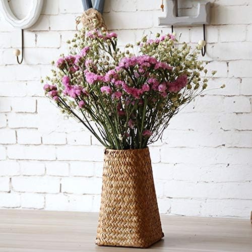 Seaweed Weave Basket Pastoral Rattan Vase Bamboo Weaving Room Flower Arranger / B / Natural