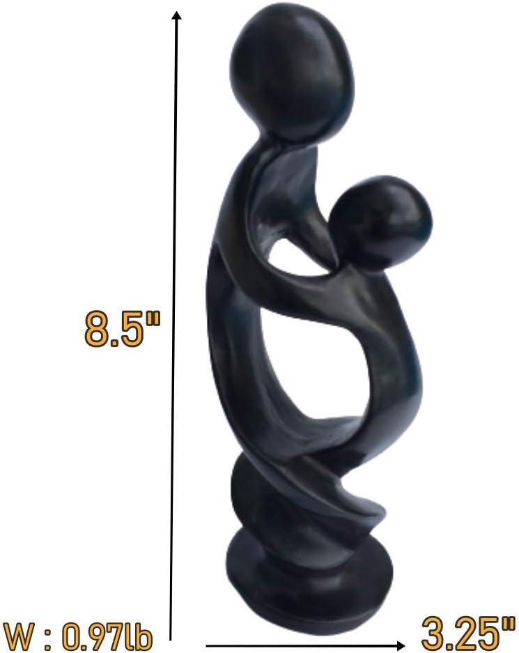 Mother and Child Figurine Abstract Mom Dad Family Love Sculpture Small Resin / 8.5 In:mom and Child
