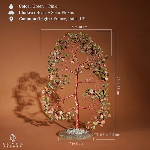 Crystal Tree of Life Birthday Gifts for Women, Men, Frineds, Handmade Unakite Chakra Tree for Home, Room, Office Decor