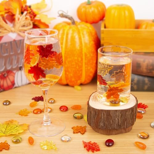 Fall Decor Sensory Bin Filler 100PCS Thanksgiving Vase Filler Acrylic Gems