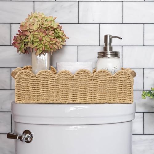 Scalloped Edge Toilet Paper Storage Basket / Beige / 14 x 6.3 x 3.9 / M - In
