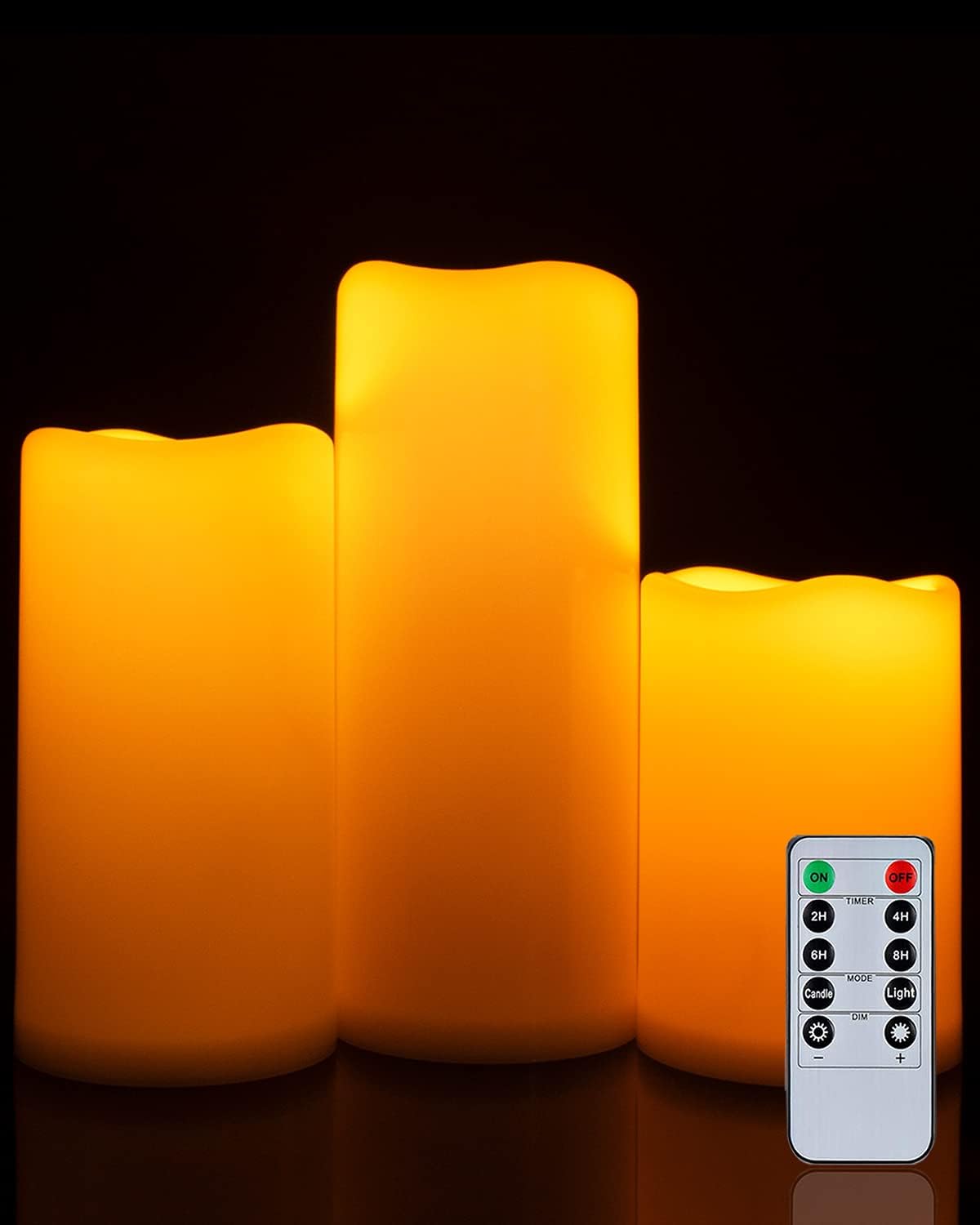 Homemory 6" 8" 10" x 4" Waterproof Outdoor Flameless Candles, Battery Operated Flickering LED Pillar Candles with