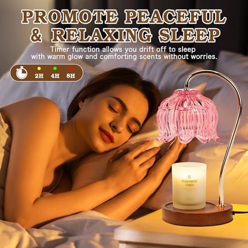 Funistree Flower Candle Warmer Lamp with Timer, Dimmable Candle Lamp Warmer, Christmas Birthday Gifts for Women Mom