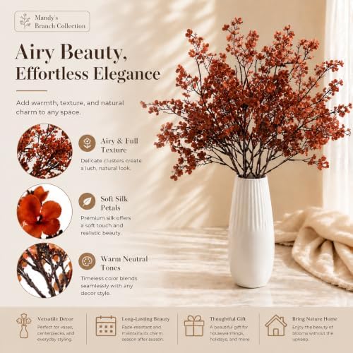 Mandy's 6 Bundles Artificial Burnt Orange Baby’s Breath Flowers