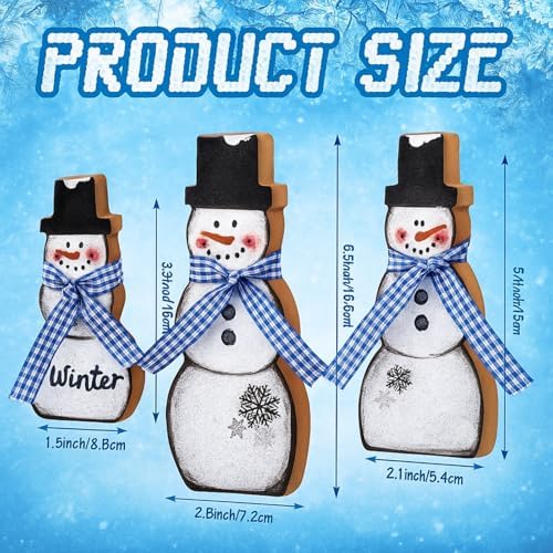 Suzile 3 Pcs Winter Snowman Table Decorations,Blue