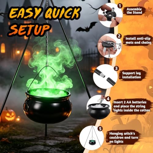 Halloween Decorations Outdoor Large Witch Cauldron with 52" Tripod Stand