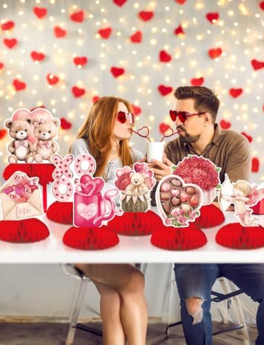 Valentine Honeycomb Centerpieces for Table, Valentine Table Decorations