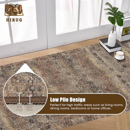Washable Area Rug 2'6'' x 8' Vintage Traditional Persian Mat - Foldable Distressed Non-Slip Machine Washable Carpet for