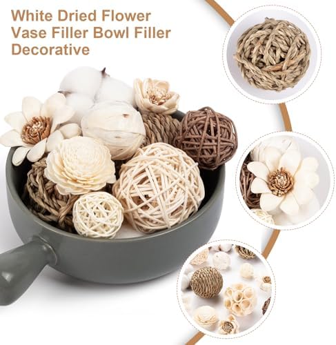 LGFMGWH 17Pcs Decorative Balls for Potpourri Bowl Filler, Bowl Filler for Table Centerpiece Home Decor, Woven Rattan Wicker Balls, Rattan Wicker Orbs Fillers for Vase Jar Dough Bowl