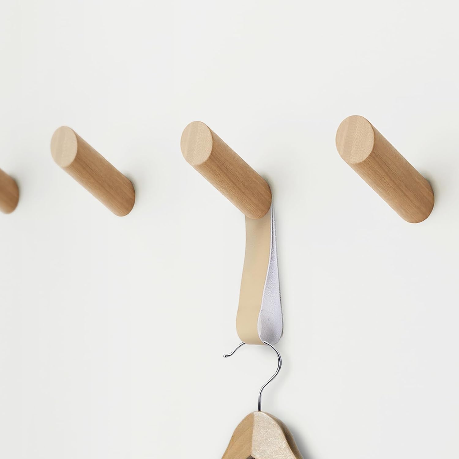 Wood Wall Hooks / Beech Wood / Natural / Set of 5