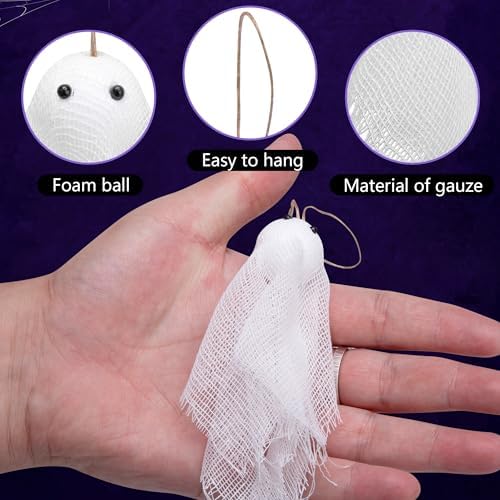 16Pcs Halloween Ghost Hanging Ornaments, Small Hanging Ghosts Tree Ornament