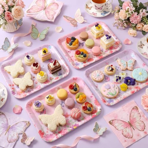 4 Pieces Butterfly Serving Trays Melamine Platters