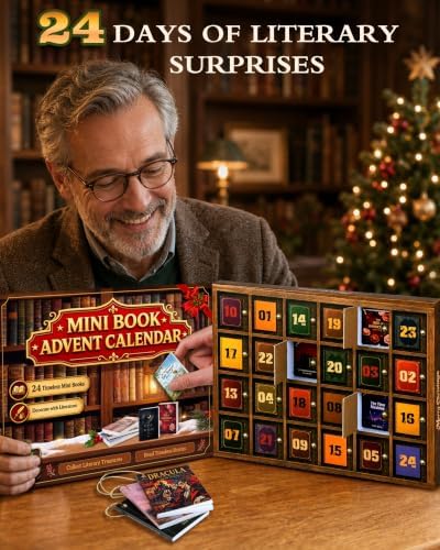 Mini Book Advent Calendar 2026 for Book Lovers, 24 Christmas Ornaments