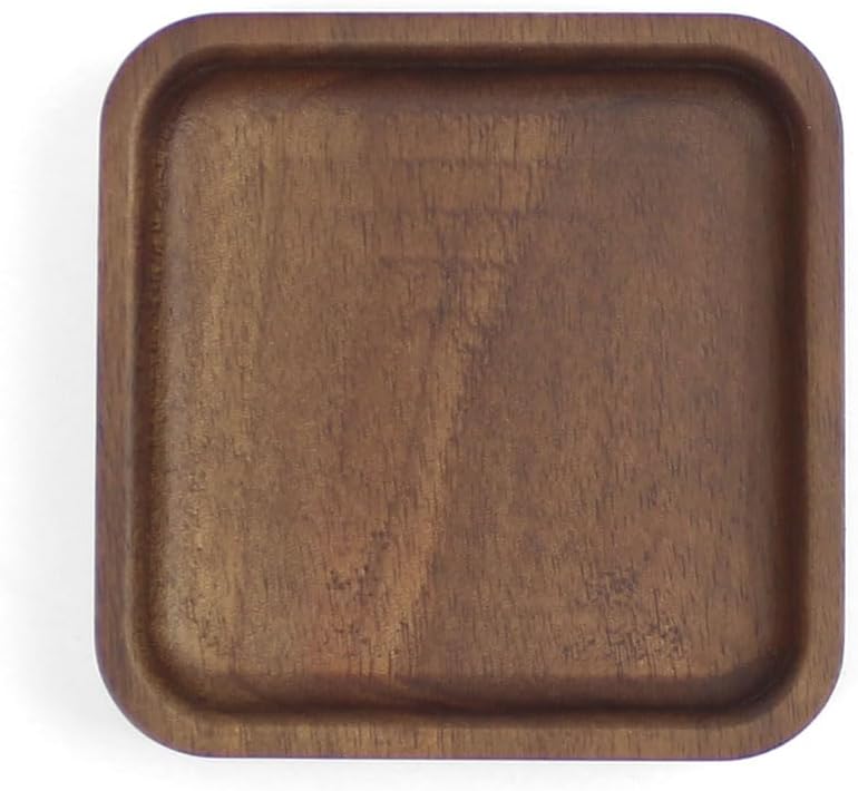 Solid Walnut Wood Square Ring Holder Dish / Square - Walnut