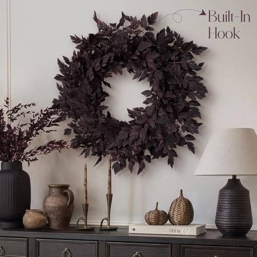 Fall Decor - Fall Wreaths for Front Door - 24 Inch Halloween Plum Wreath