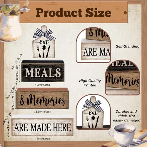Moucuny 4 Pcs Farmhouse Kitchen Decor Wooden Plate Farmhouse Table Decor