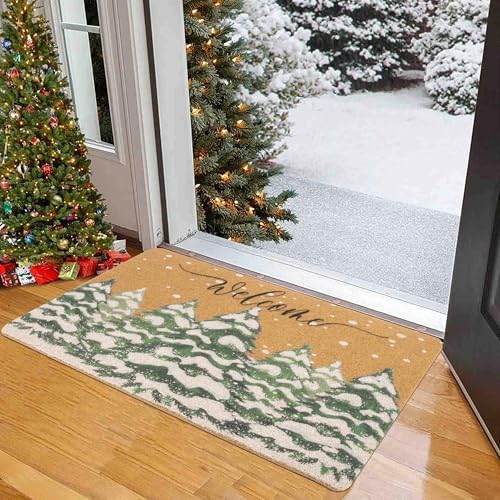 Christmas-Welcome-Doormat-Winter-Outdoor - Snowflake-Pine-Mat-Home-Decor