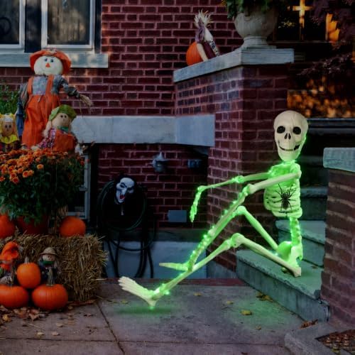 3FT Posable Skeleton Halloween Decor: LED String Lights for Yard & Porch