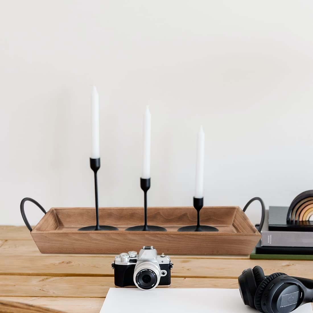 Rectangle Wood Candle Tray / Beech / Black