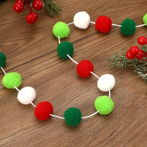 MARFOREVER 4 Pack 26.3 Feet Christmas Pom Pom Garland Ornaments